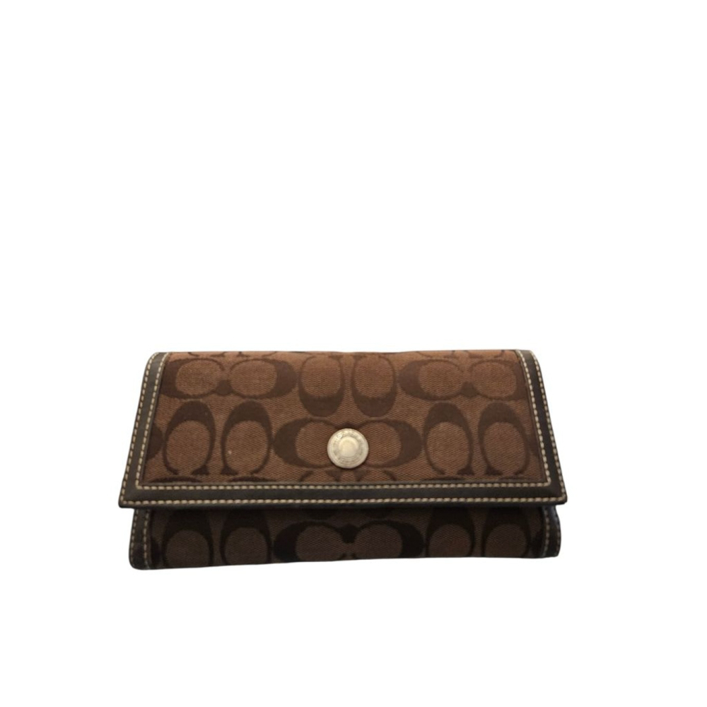 Coach Brown Signature Canvas Wallet One Size - Picture 2 of 14